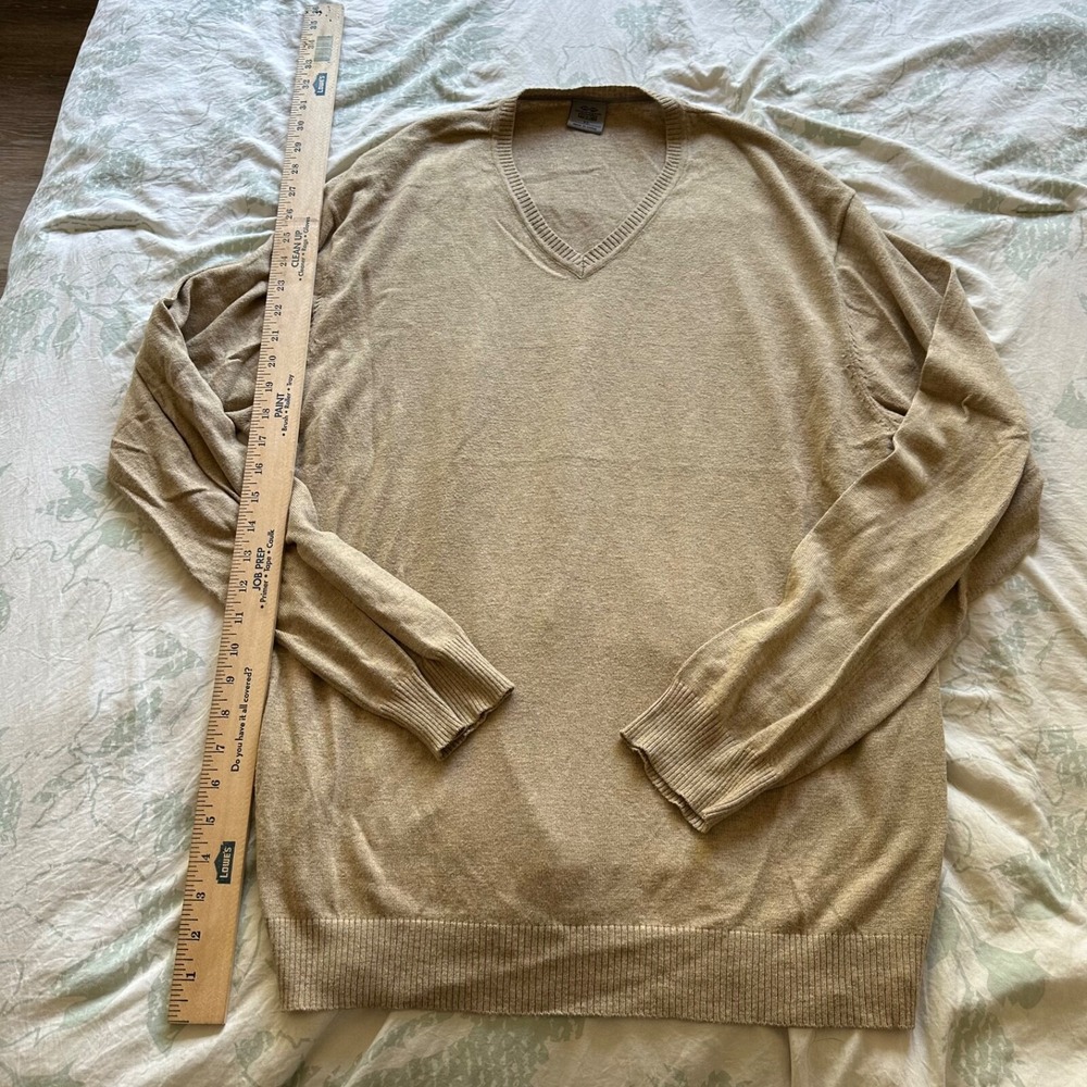 Men's SNAKE EYES beige v neck Fleece pullover base layer Size XL men's‎ tan